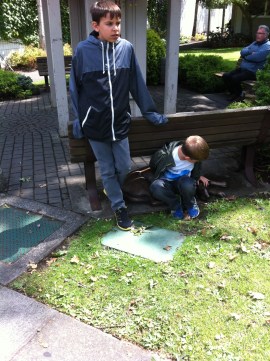 Then I rub my bum on it. Back and forth, back and forth. My brother giggles.