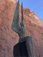 Art deco statues outside the Hoover Dam.